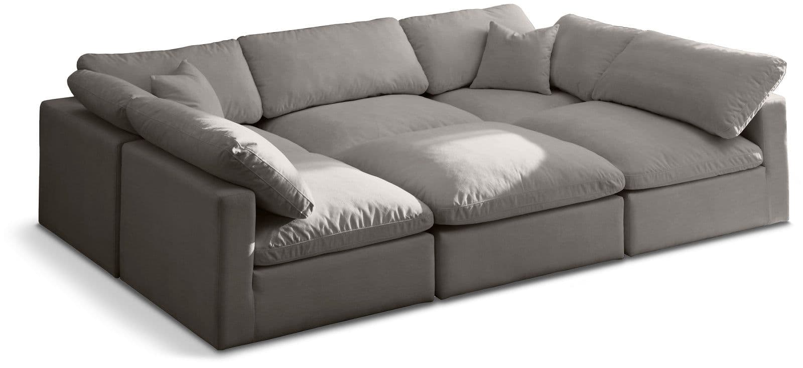 Selene 105" Grey Velvet Upholstered Standard Comfort Sectional, 6-Piece