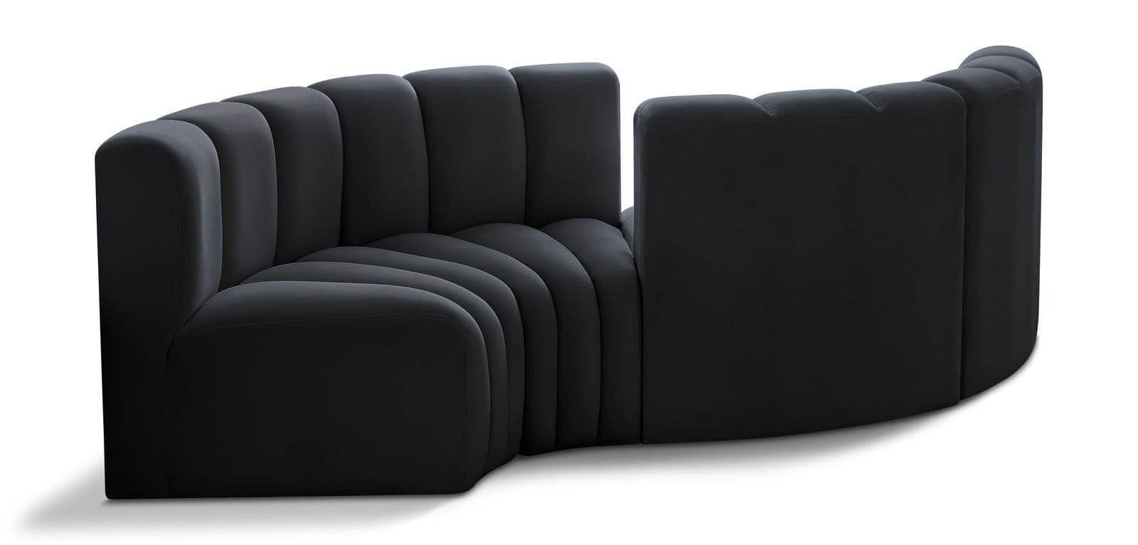 Yara 102" Velvet Upholstered Sectional, 4-Piece