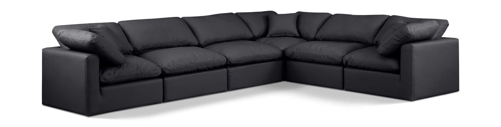 Sloane 140" Vegan Leather Upholstered Sectional, 6-Piece