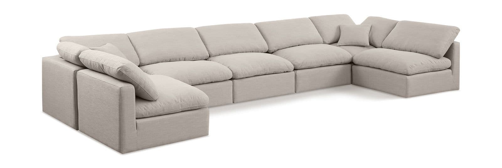 Sloane 175" Linen Textured Fabric Upholstered Sectional, 7-Piece