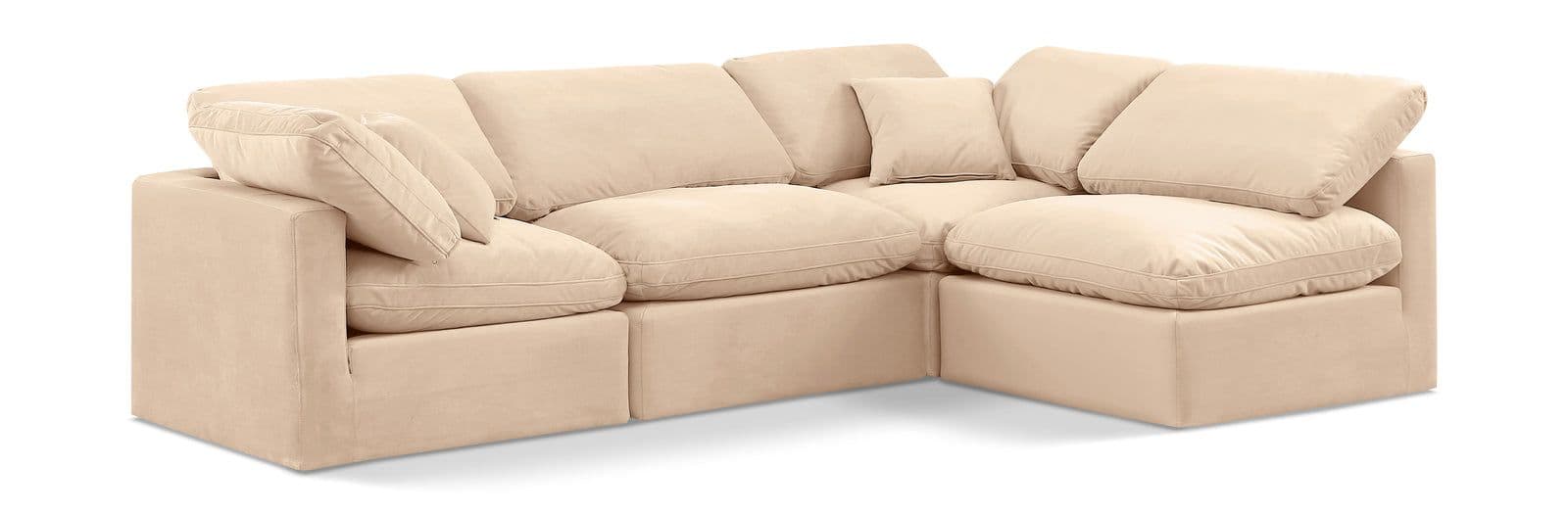 Sloane 105" Velvet Upholstered Sectional, 4-Piece (Style 2)