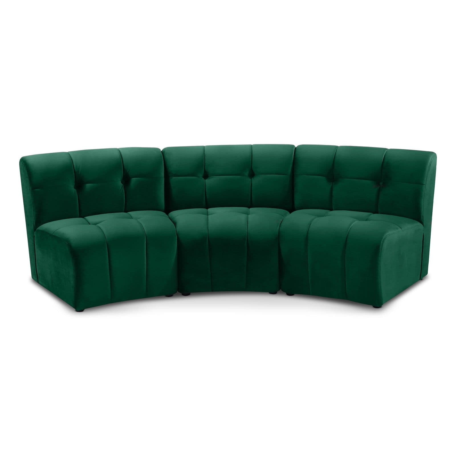 Kira 94" Green Velvet Upholstered Sectional, 3-Piece