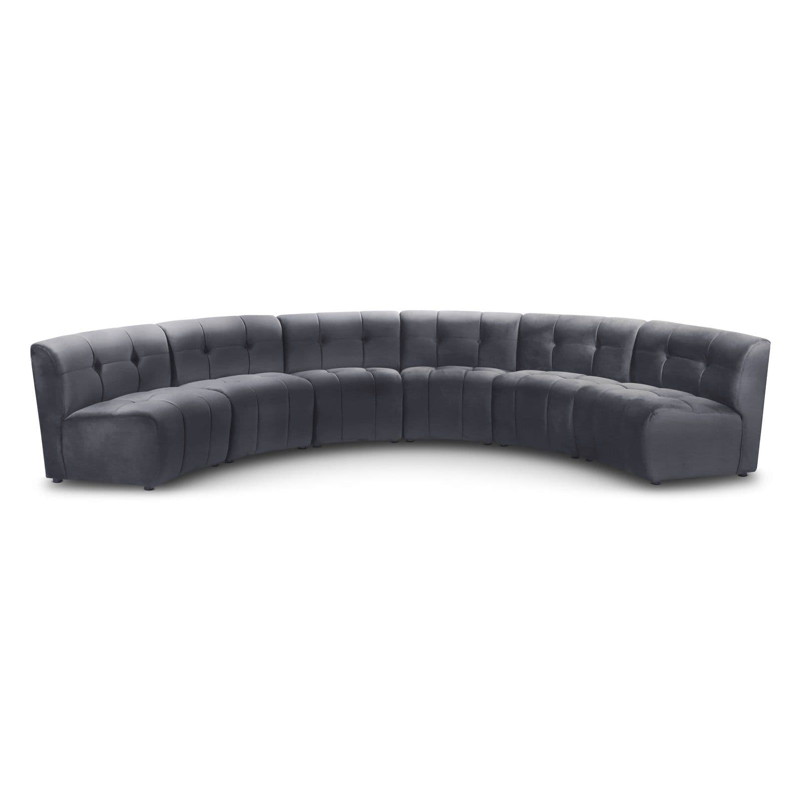 Kira 157.5" Grey Velvet Upholstered Sectional, 6-Piece