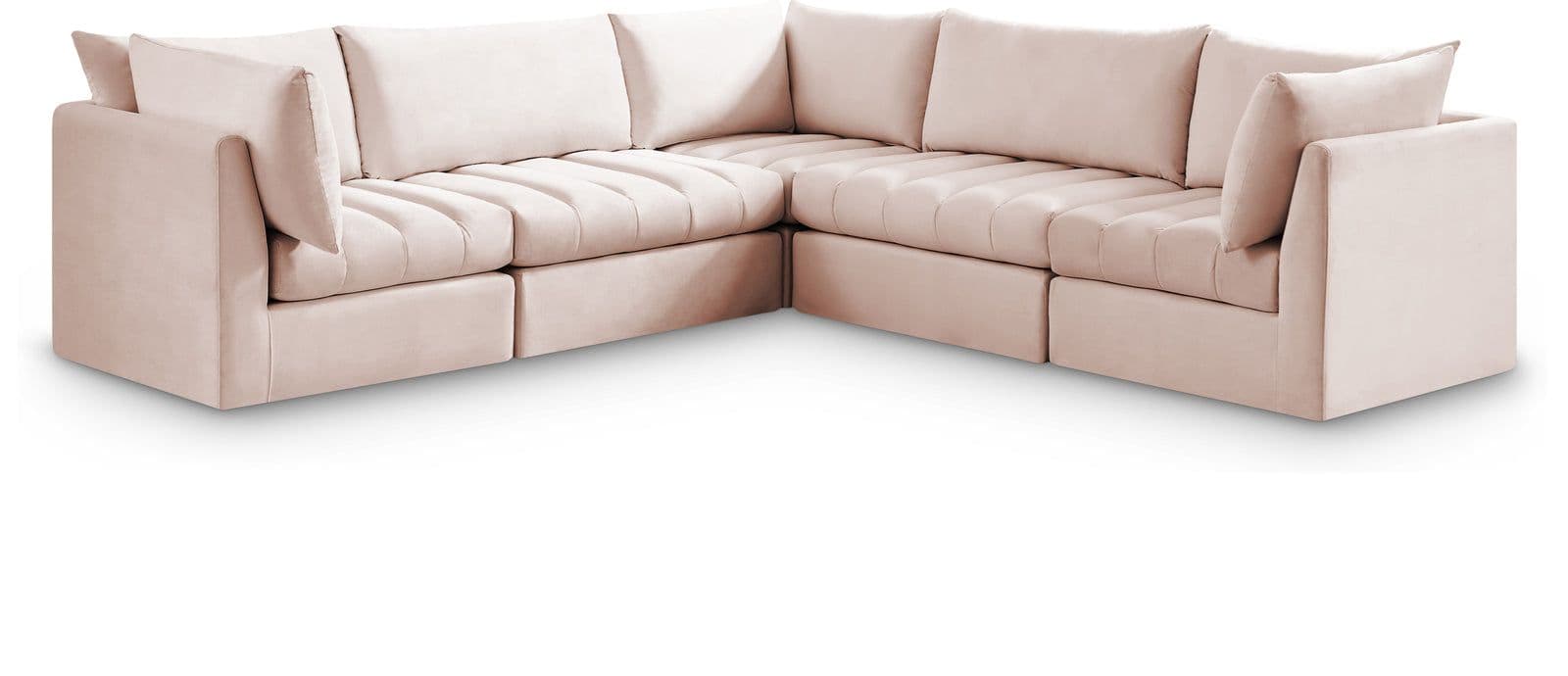 Rowan 103" Pink Velvet Upholstered Sectional, 5-Piece