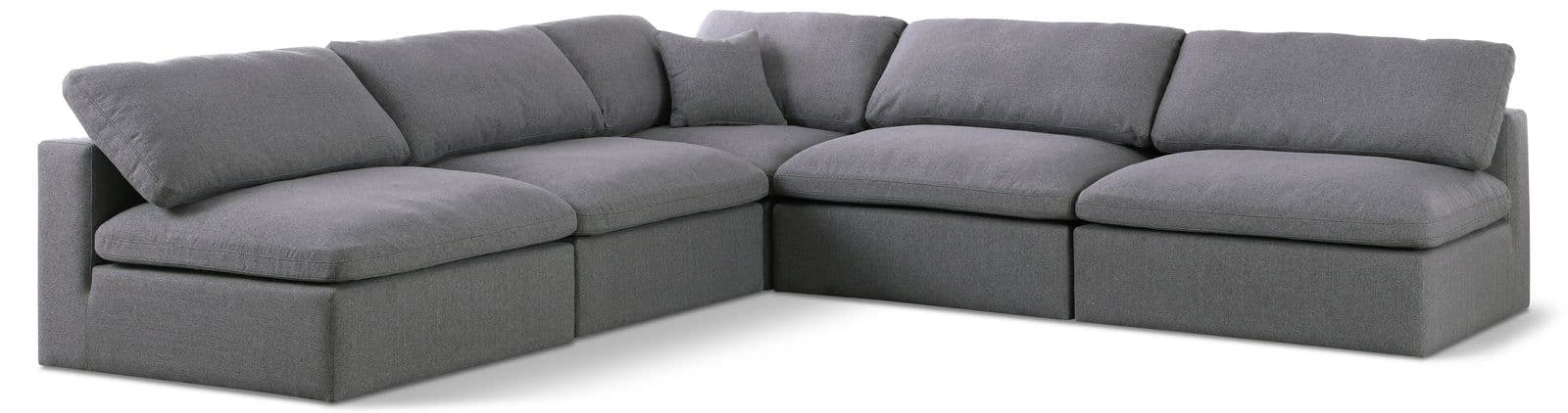 Camden 118" Grey Linen Textured Fabric Upholstered Deluxe Comfort Sectional, 5-Piece