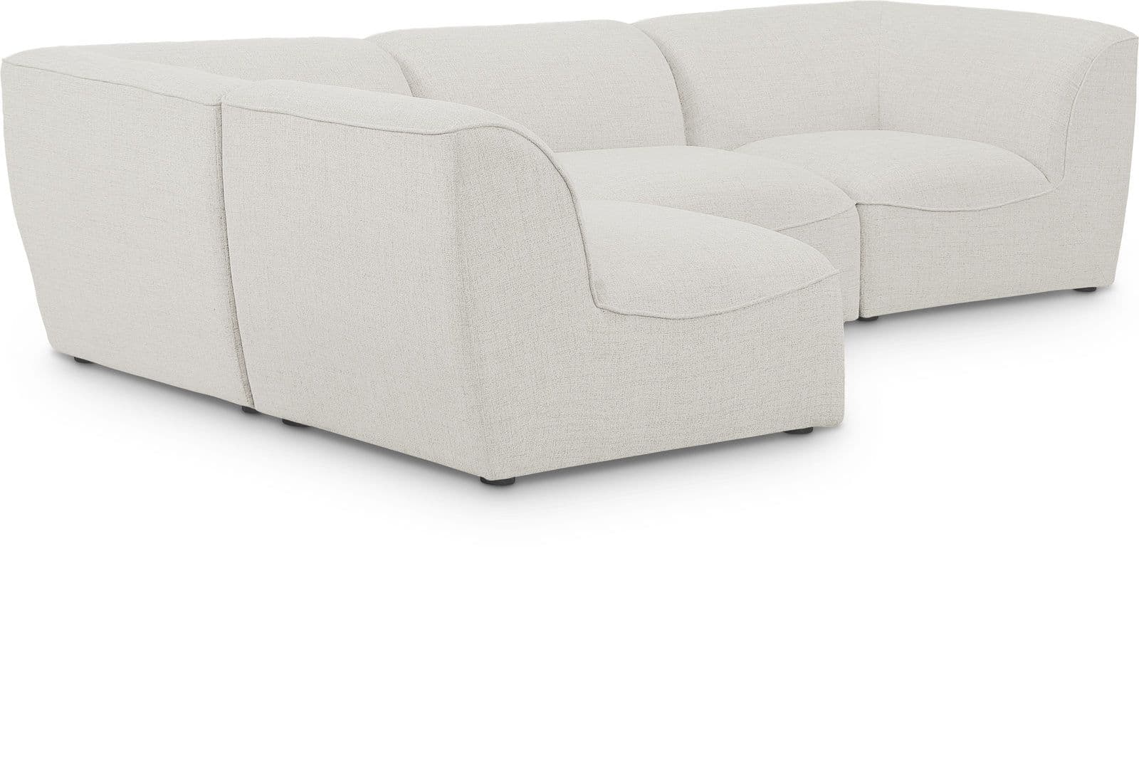 Greer 109" Cream Linen Textured Fabric Upholstered Sectional, 4-Piece (Style 2)