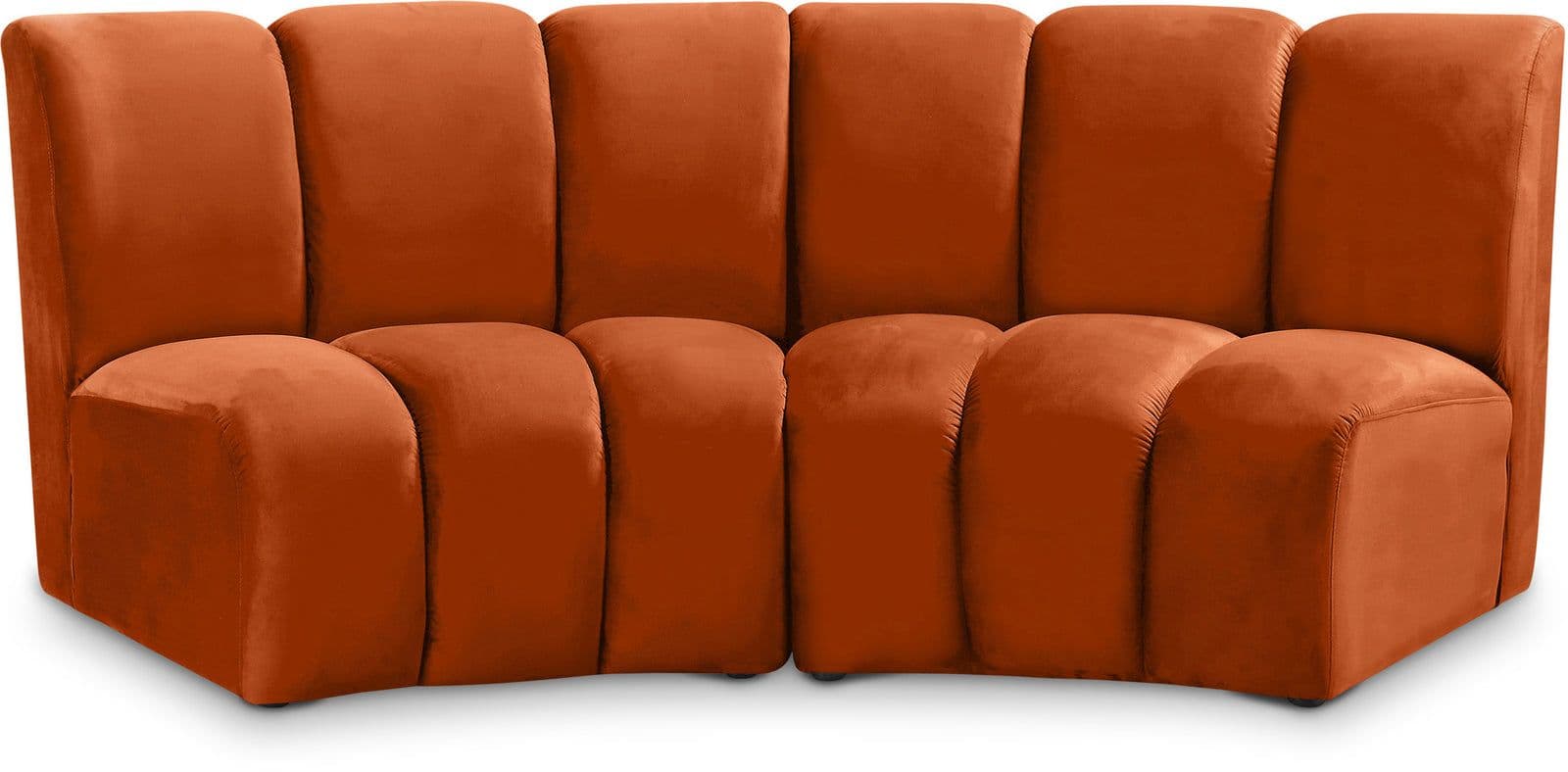 Isolde 83" Cognac Velvet Upholstered Sectional, 2-Piece