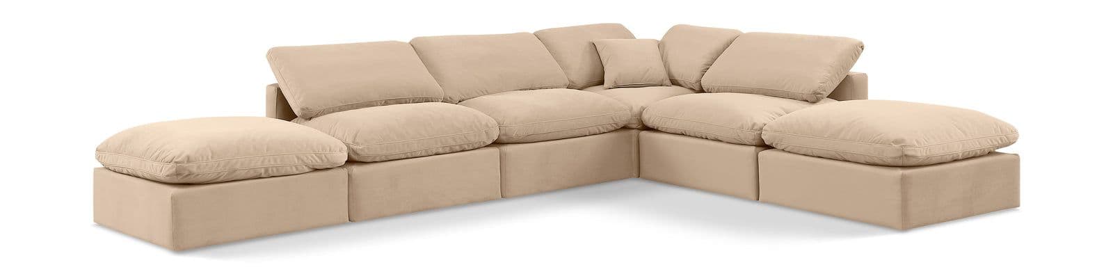 Sloane 140" Velvet Upholstered Sectional, 6-Piece (Style 4)