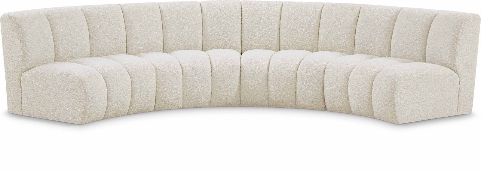 Isolde 148" Cream Boucle Fabric Upholstered Sectional, 4-Piece