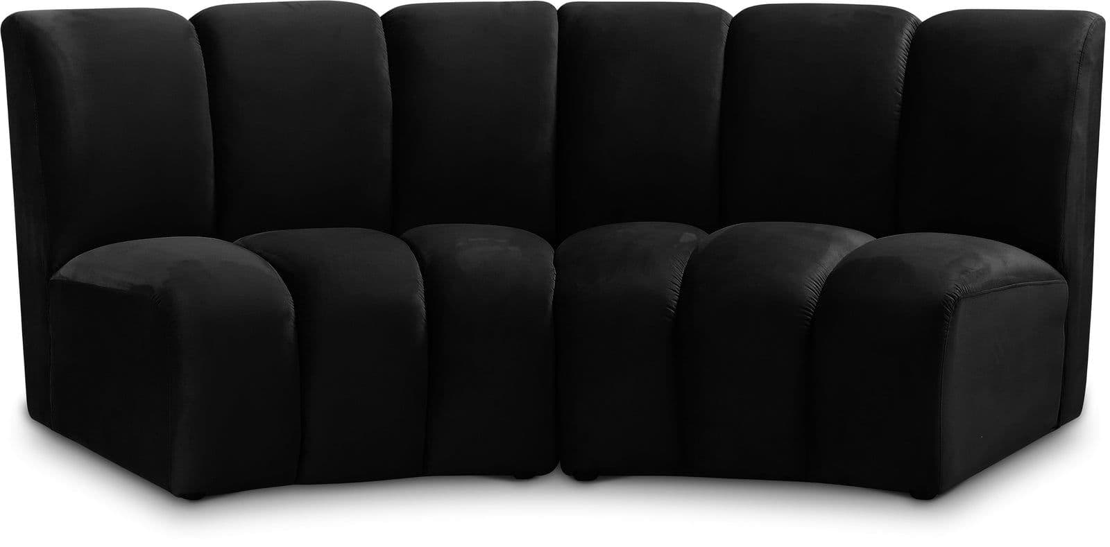 Isolde 83" Black Velvet Upholstered Sectional, 2-Piece