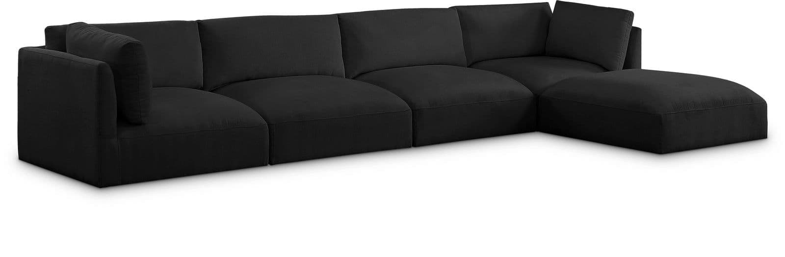 Hadley 152" Black Fabric Upholstered Sectional, 5-Piece