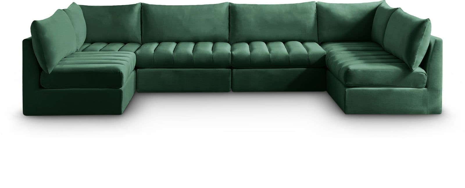 Rowan 140" Green Velvet Upholstered Sectional, 6-Piece (Style 2)