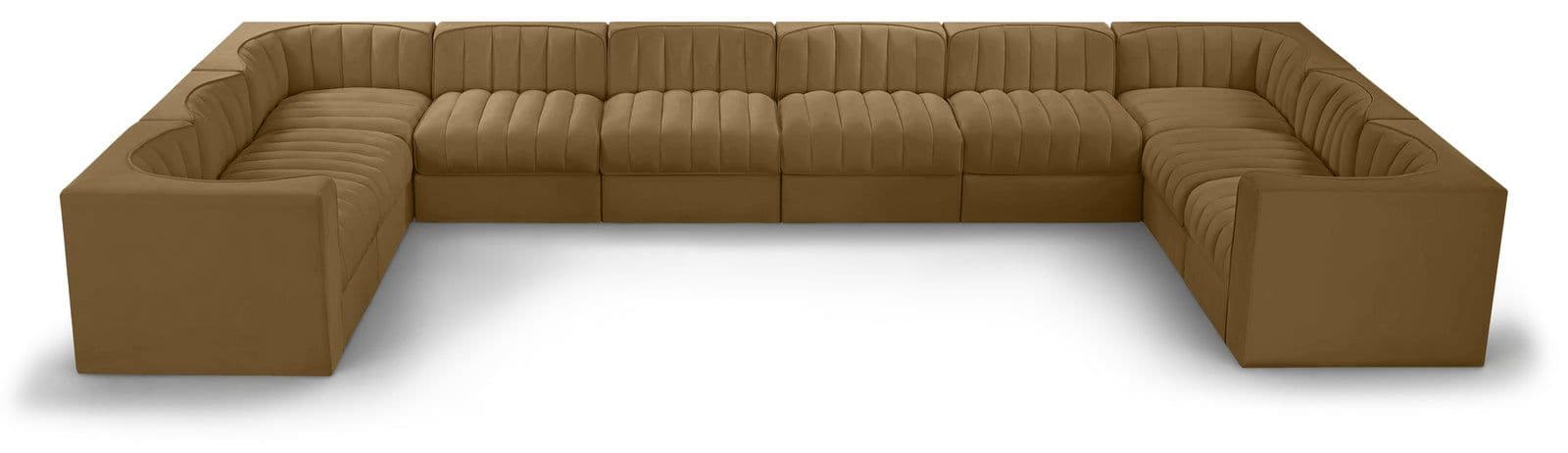 Talia Saddle Velvet Performance Fabric Upholstered Sectional, 10-Piece