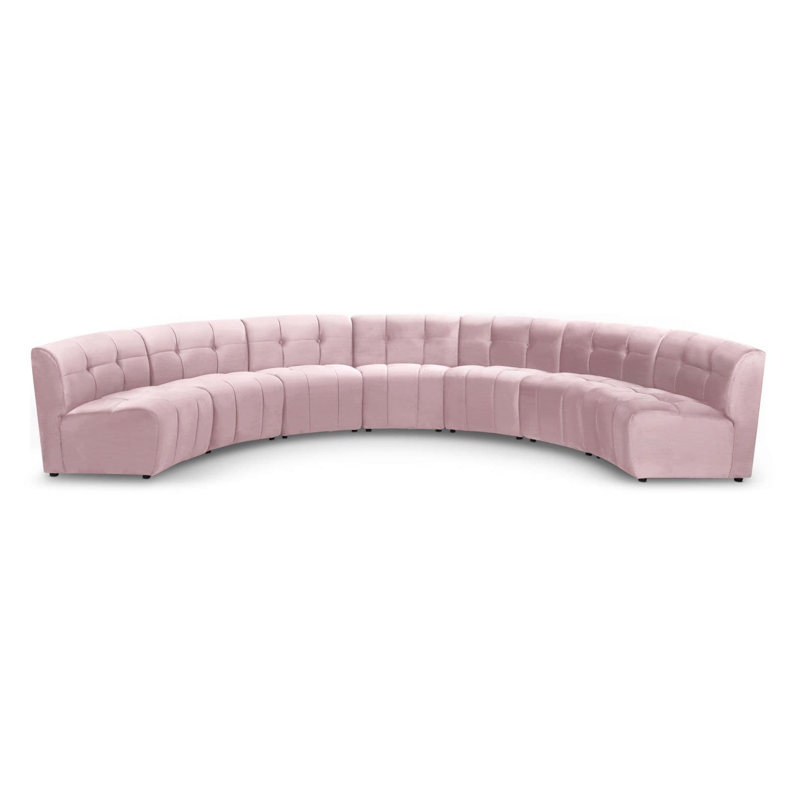 Kira 169.5" Pink Velvet Upholstered Sectional, 7-Piece