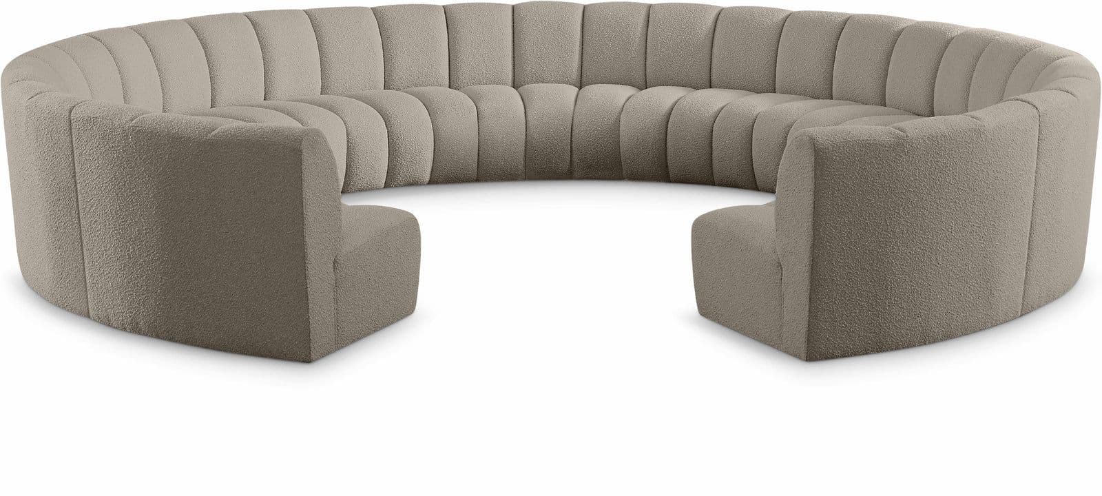 Isolde 178" Brown Boucle Fabric Upholstered Sectional, 11-Piece