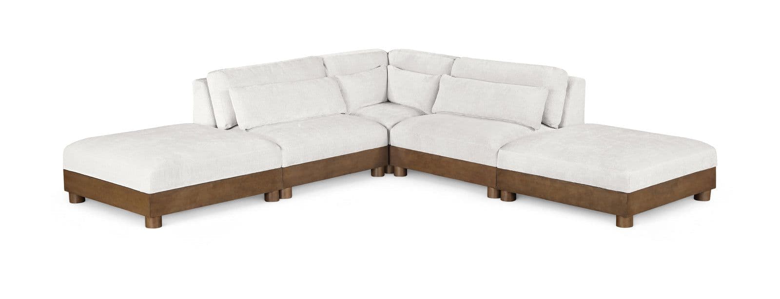 Kira 120" Cream Chenille Fabric Upholstered Sectional, 5-Piece (Style 2)