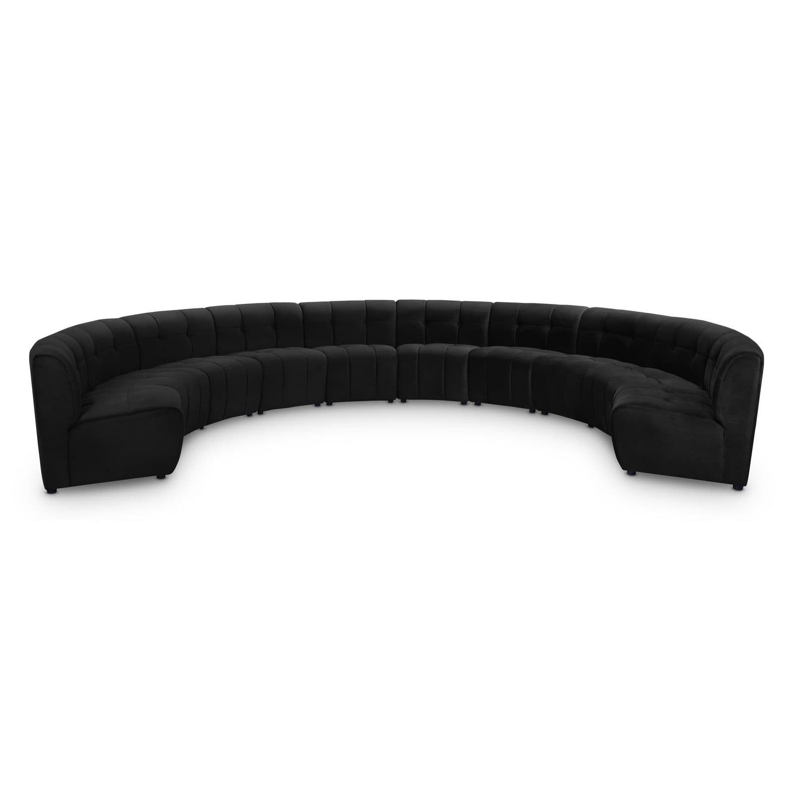 Kira 177.5" Black Velvet Upholstered Sectional, 10-Piece