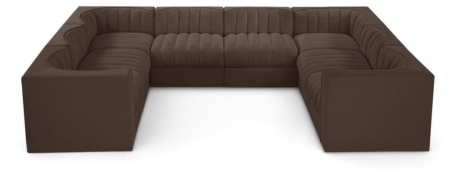 Talia Brown Velvet Performance Fabric Upholstered Sectional