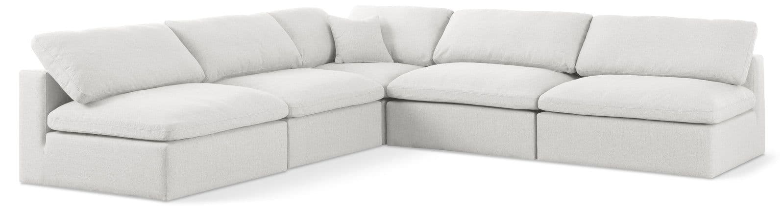 Camden 118" Cream Linen Textured Fabric Upholstered Deluxe Comfort Sectional, 5-Piece