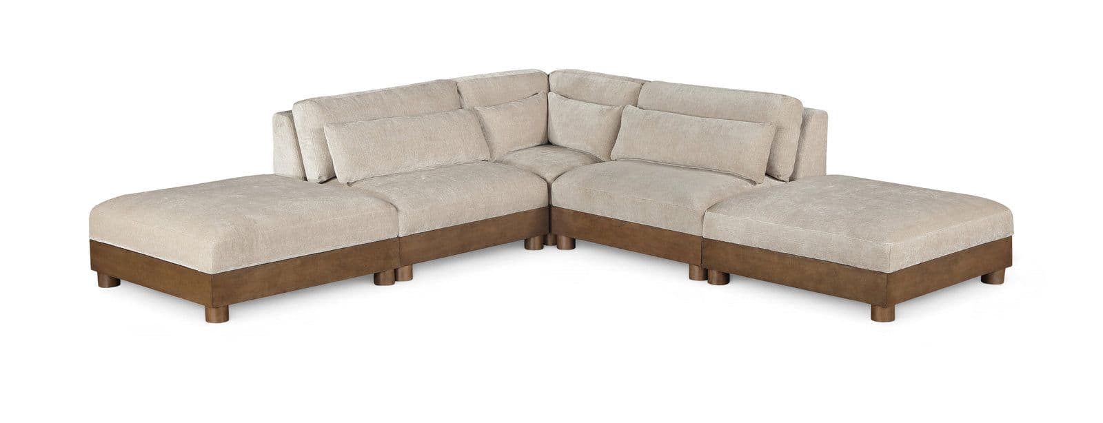 Kira 120" Taupe Chenille Fabric Upholstered Sectional, 5-Piece (Style 2)