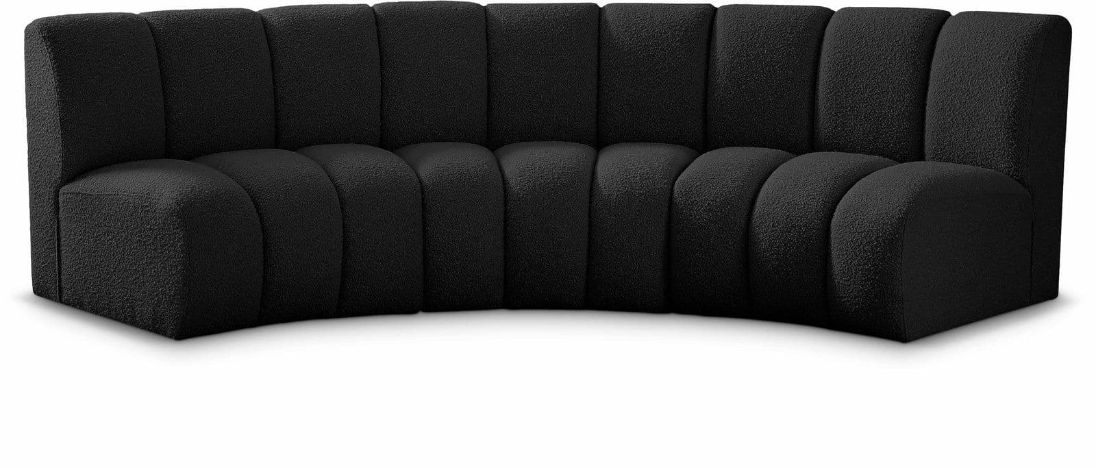 Isolde 119" Black Boucle Fabric Upholstered Sectional, 3-Piece
