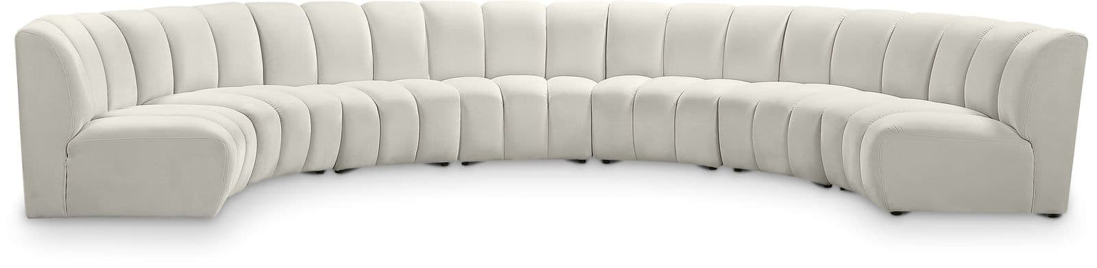 Isolde 178" Cream Velvet Upholstered Sectional, 7-Piece