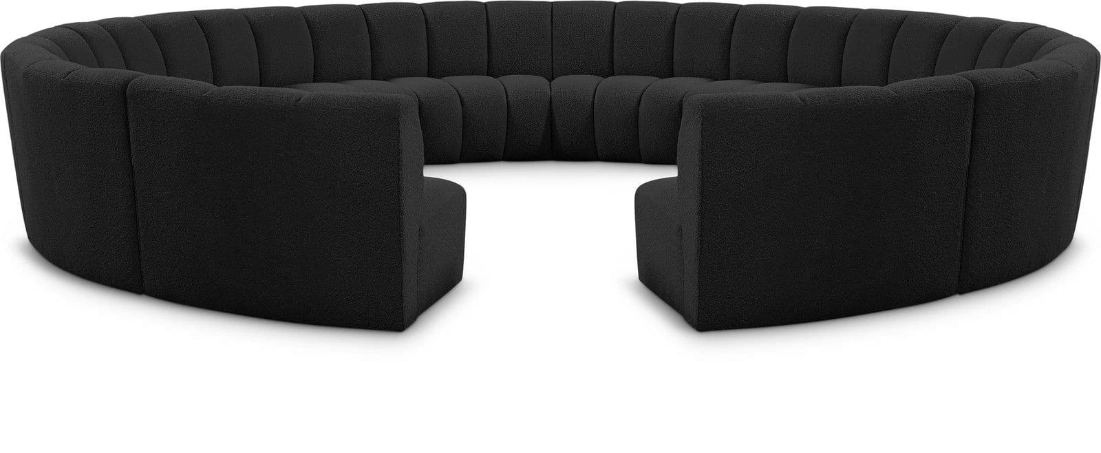 Isolde 178" Black Boucle Fabric Upholstered Sectional, 12-Piece