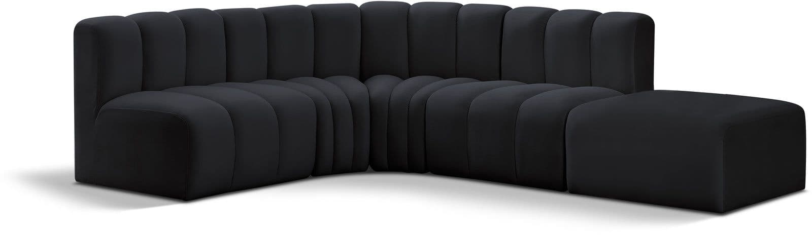 Yara 127" Velvet Upholstered Sectional, 5-Piece