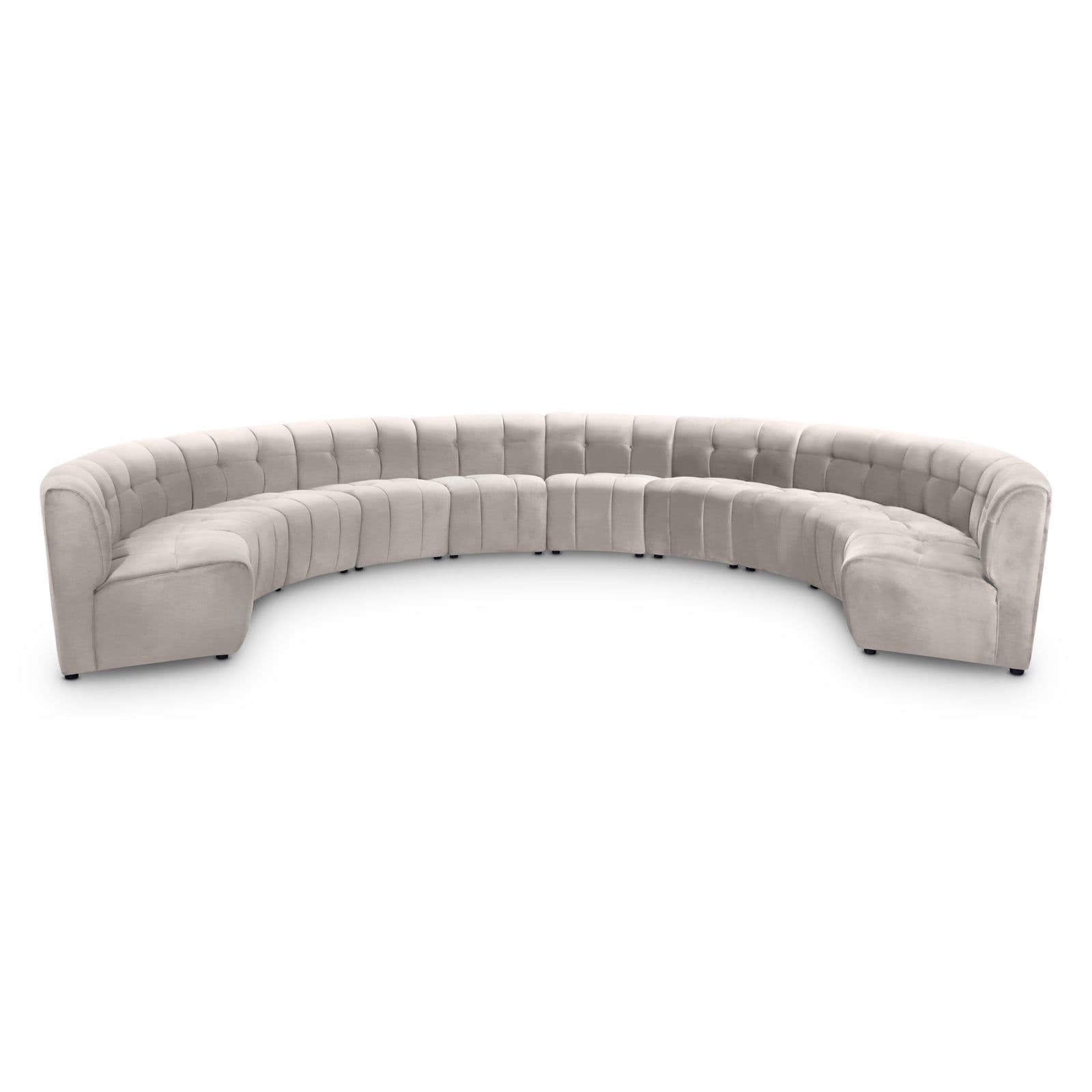 Kira 177.5" Cream Velvet Upholstered Sectional, 10-Piece