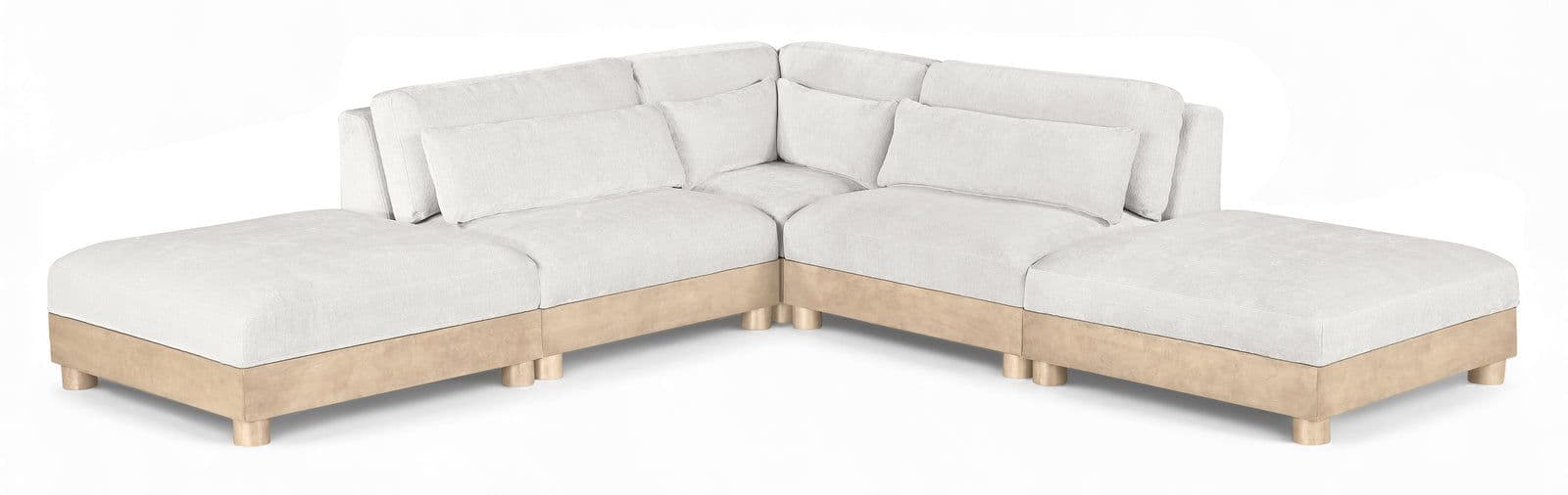 Kira 120" Cream Chenille Fabric Upholstered Modular Sectional, 5-Piece (Style 2)