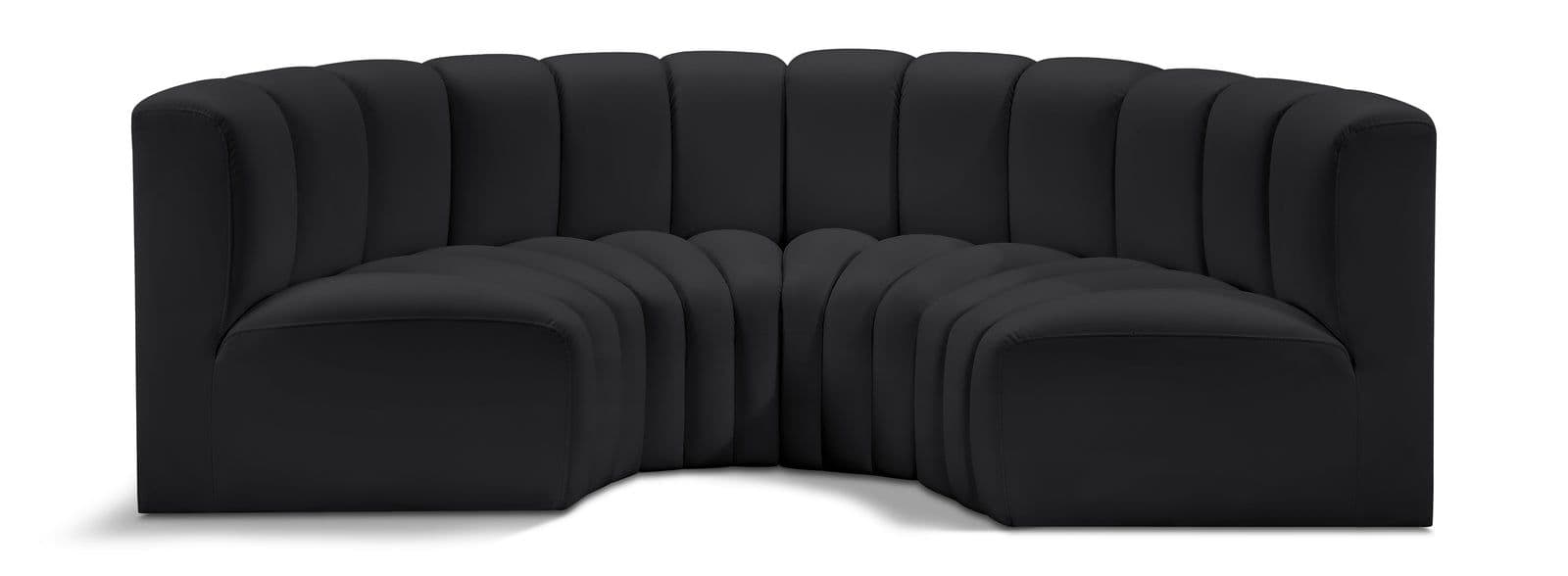 Yara 88" Vegan Leather Upholstered Sectional, 4-Piece