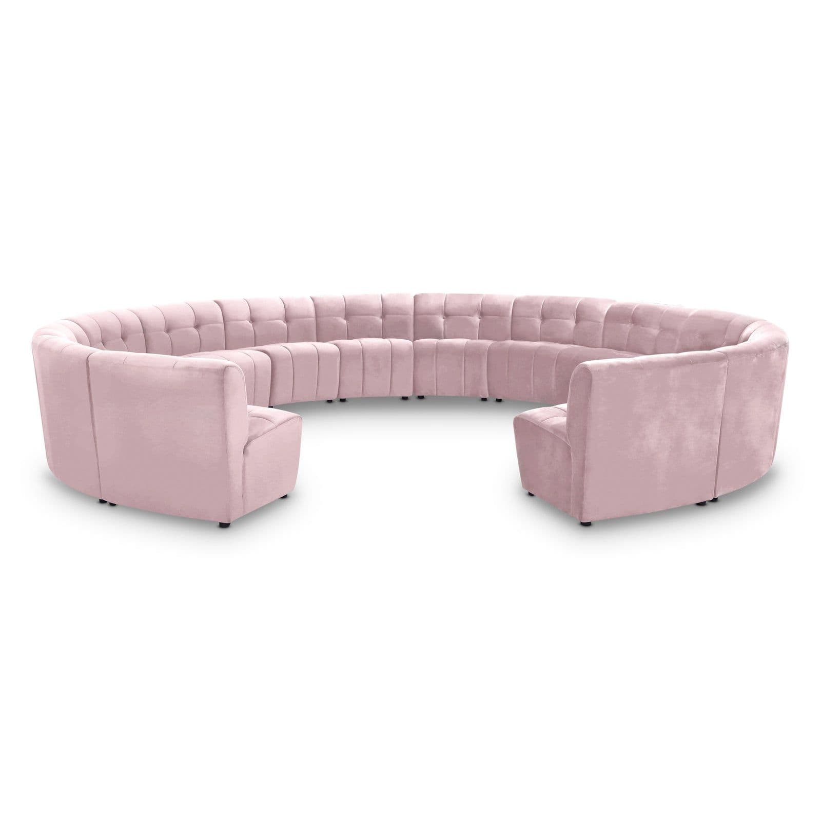 Kira 177.5" Pink Velvet Upholstered Sectional, 14-Piece