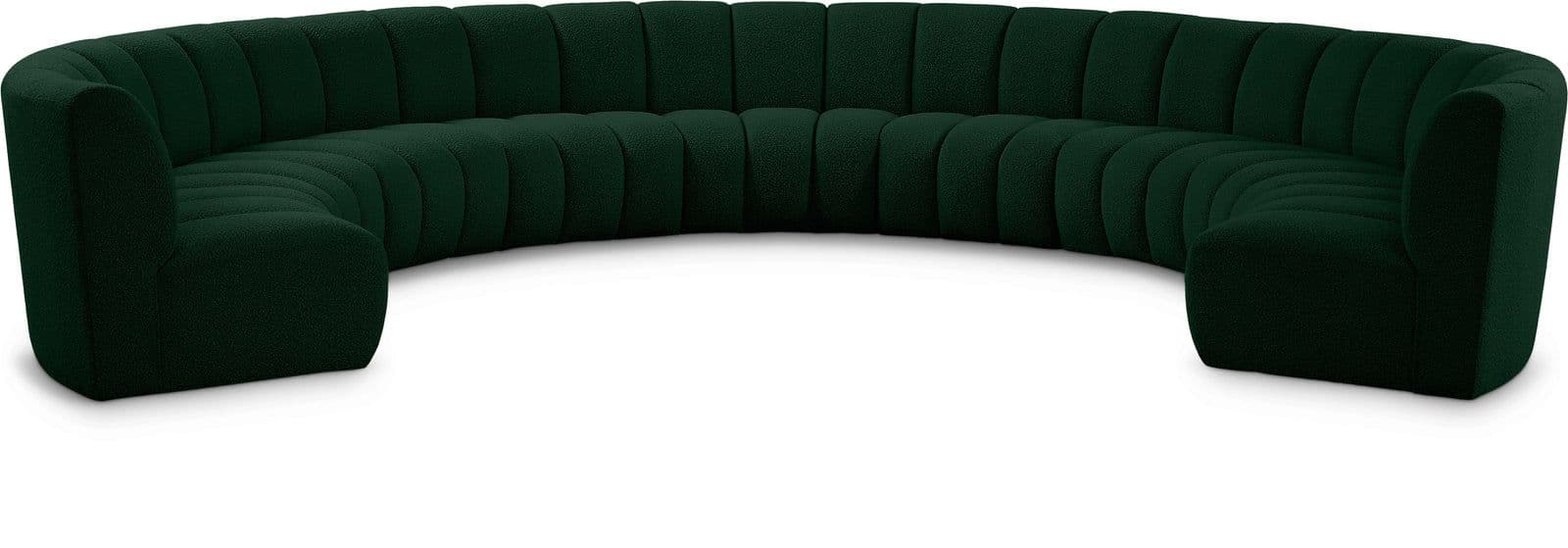 Isolde 178" Green Boucle Fabric Upholstered Sectional, 9-Piece