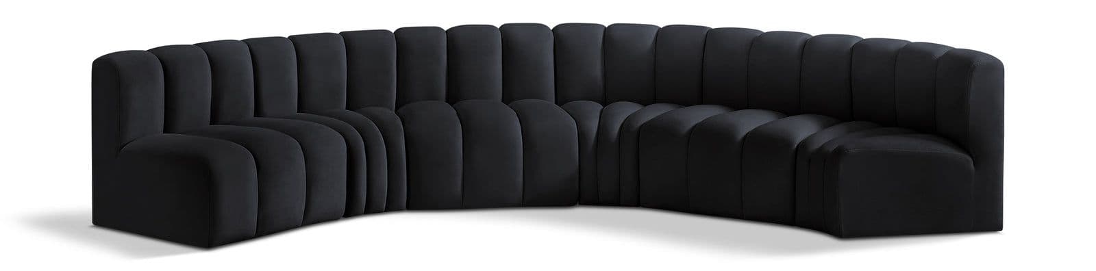 Yara 151" Velvet Upholstered Sectional, 6-Piece