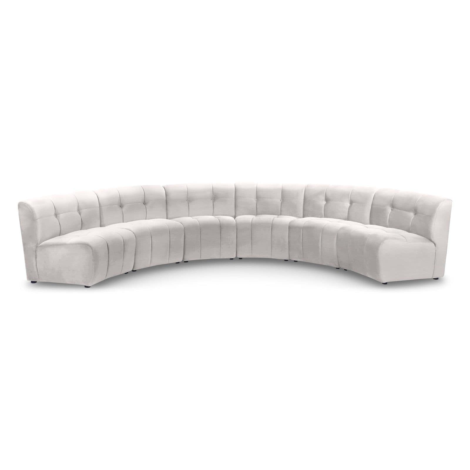 Kira 157.5" Cream Velvet Upholstered Sectional, 6-Piece