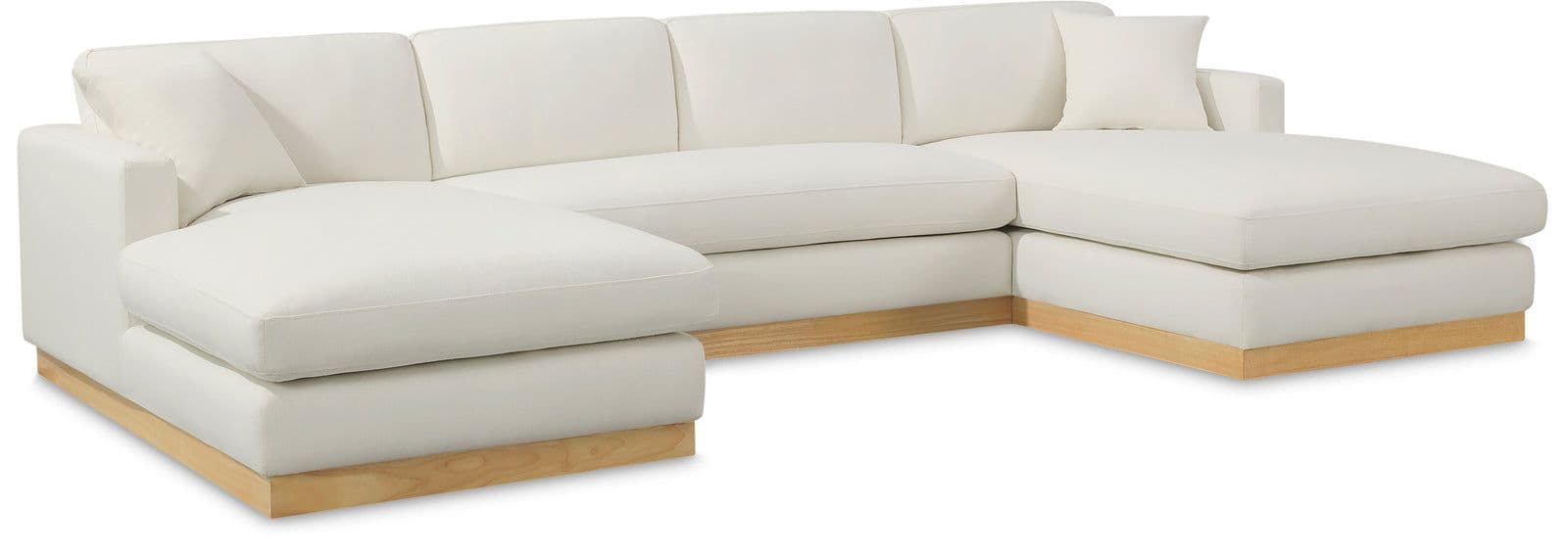 Bellamy 127" Cream Linen Textured Fabric Upholstered Sectional, 3-Piece