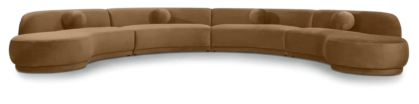 Juniper 189" Saddle Velvet Performance Fabric Upholstered Sectional