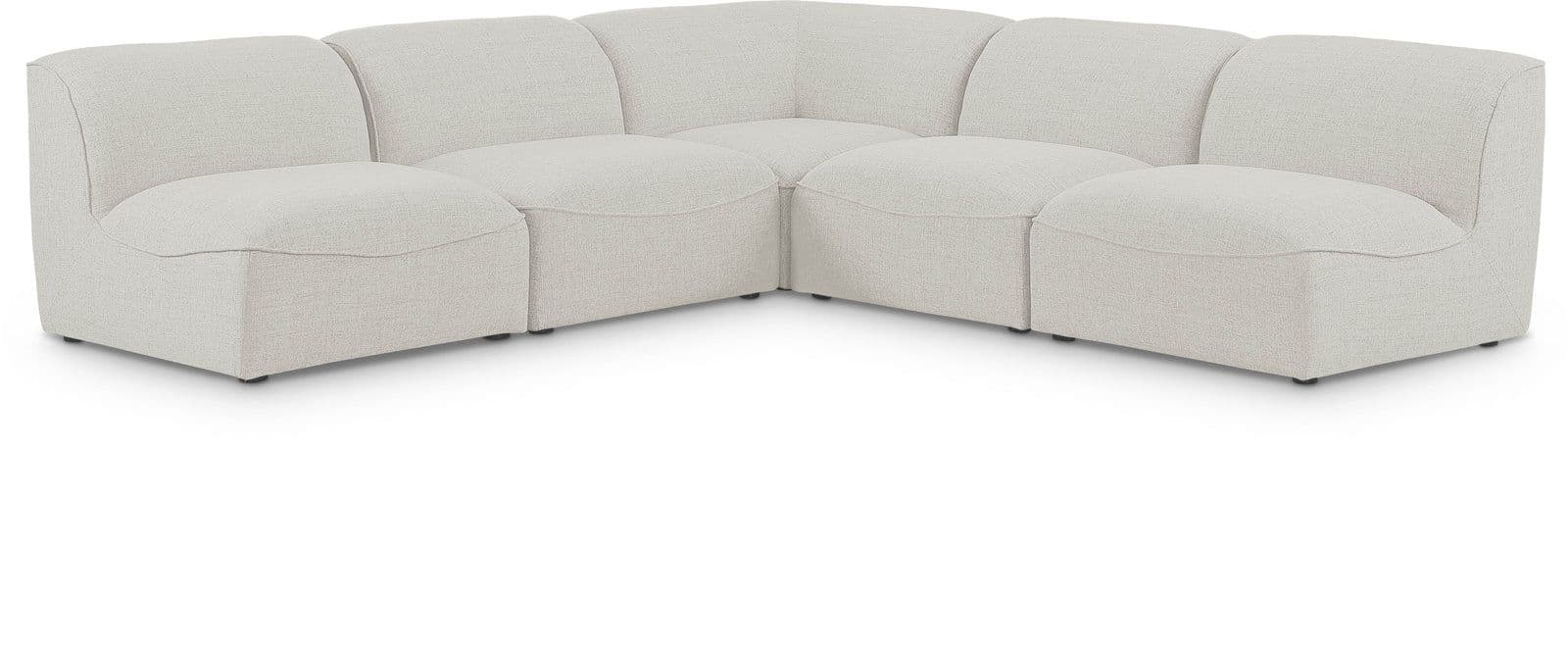 Greer 104" Cream Linen Textured Fabric Upholstered Sectional, 5-Piece