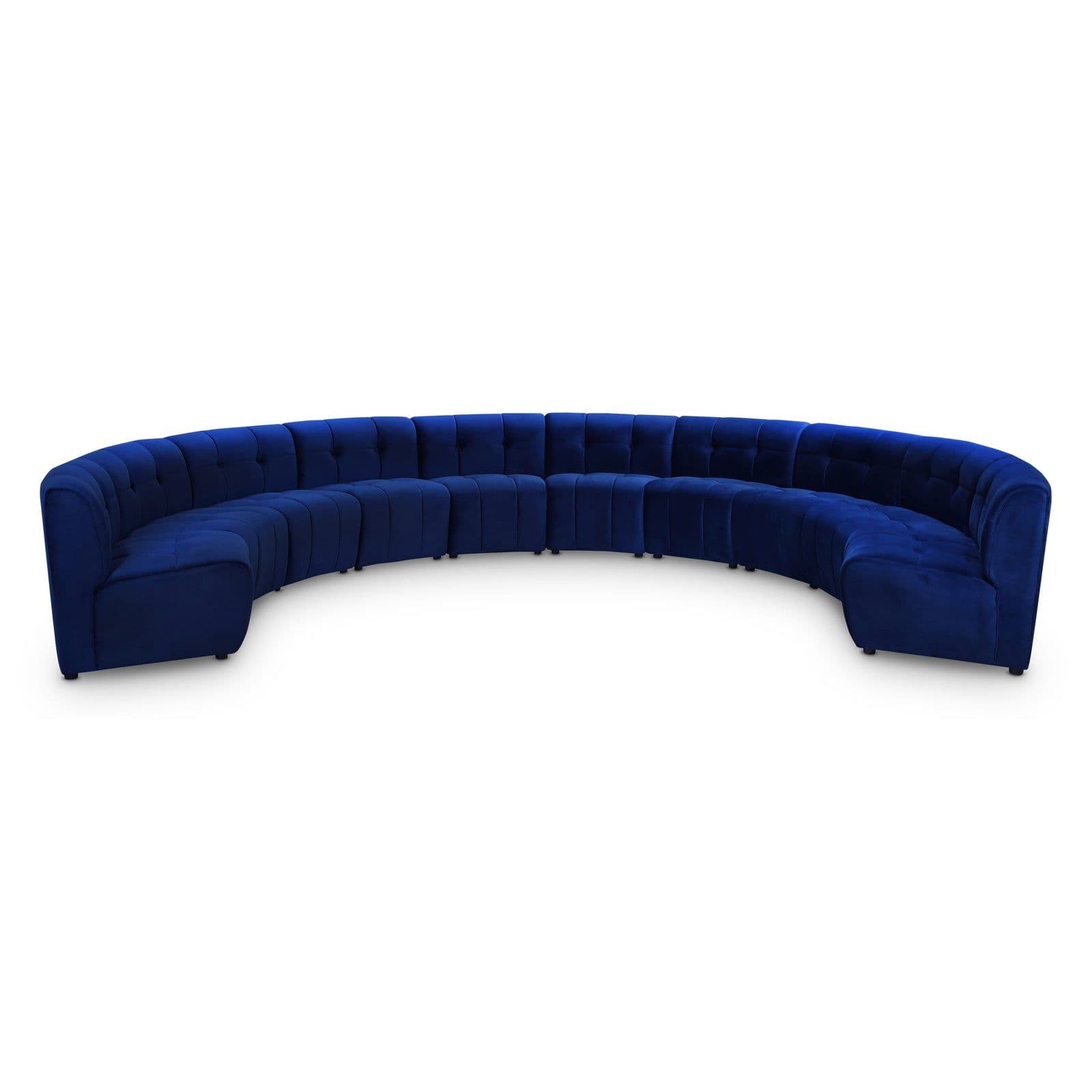 Kira 177.5" Navy Velvet Upholstered Sectional, 10-Piece