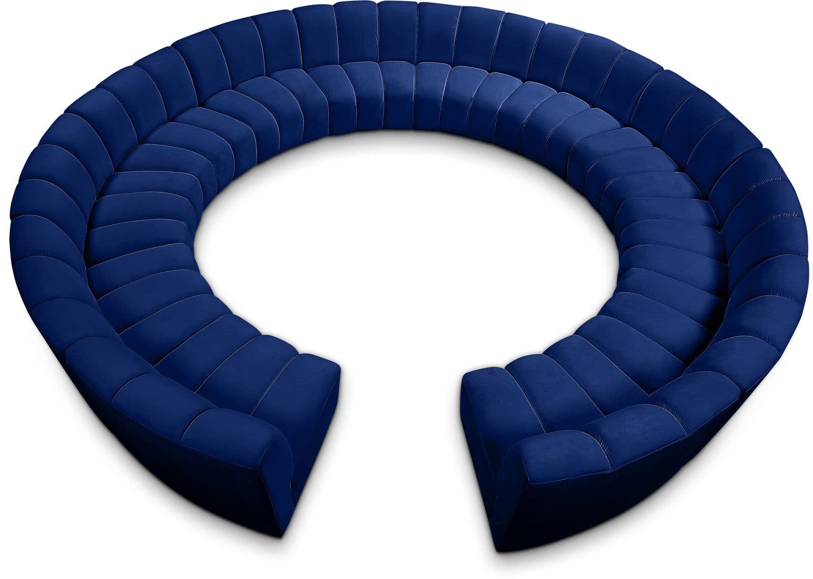 Isolde 178" Navy Velvet Upholstered Sectional, 12-Piece