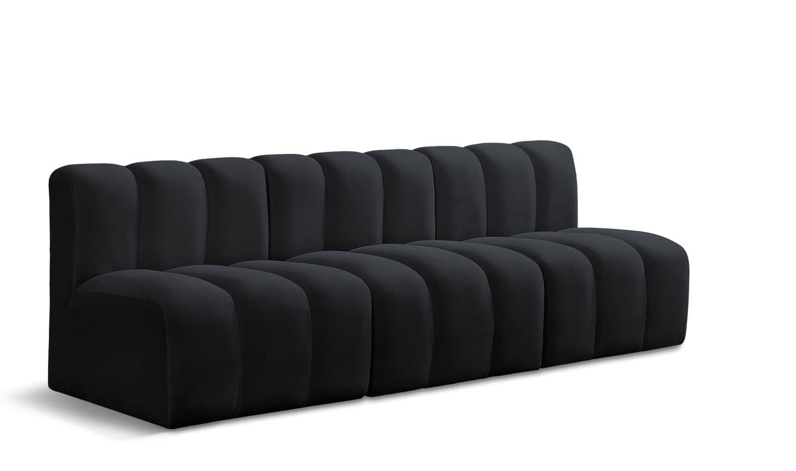 Yara 89.5" Velvet Upholstered Sectional, 3-Piece