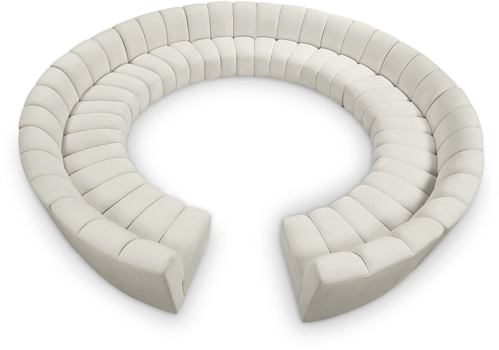 Isolde 178" Cream Velvet Upholstered Sectional, 12-Piece