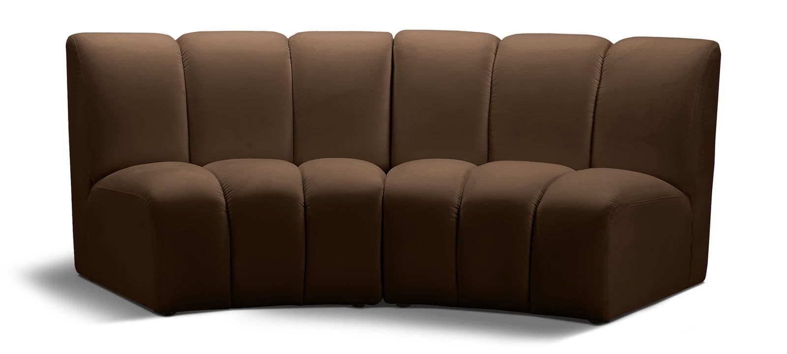 Isolde 83" Brown Velvet Upholstered Sectional, 2-Piece
