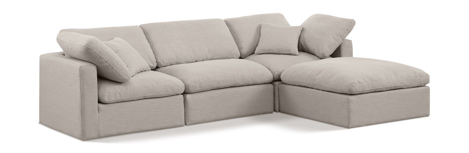 Sloane 105" Linen Textured Fabric Upholstered Sectional, 4-Piece