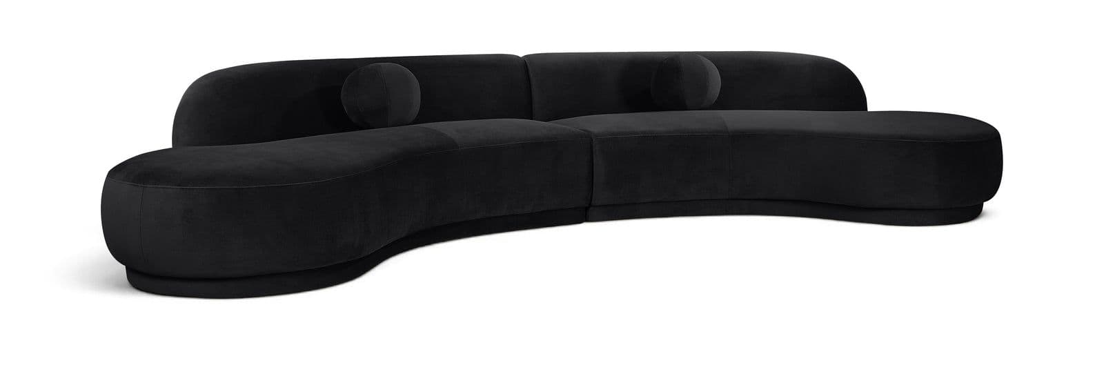 Juniper 146" Black Velvet Performance Fabric Upholstered Sectional