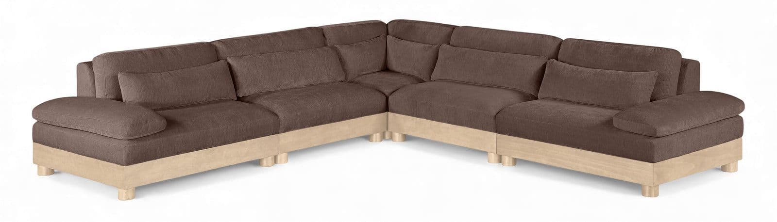 Kira 127.75" Brown Chenille Fabric Upholstered Modular Sectional, 5-Piece