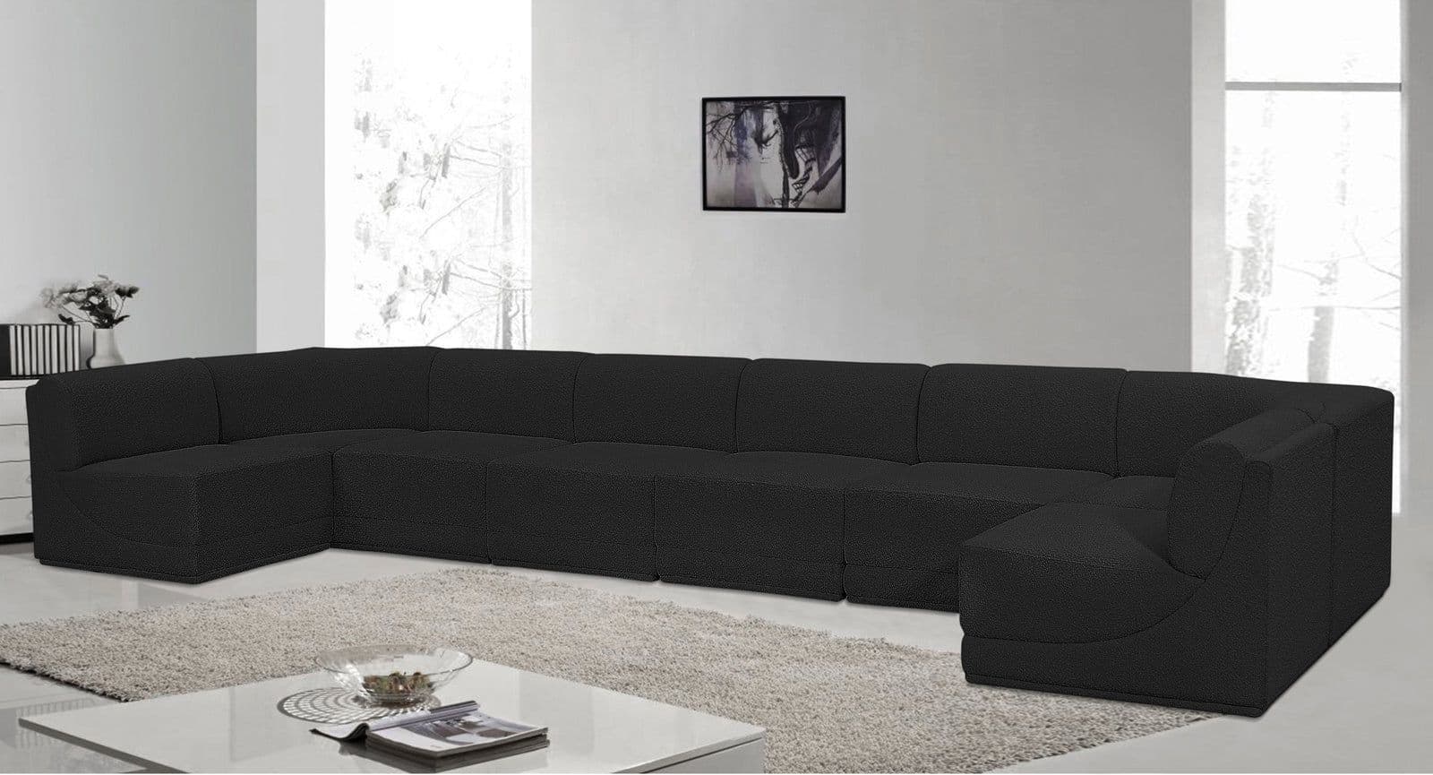 Harlow 188" Boucle Fabric Upholstered Sectional, 8-Piece