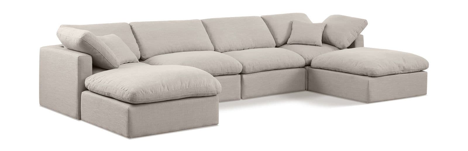Sloane 140" Linen Textured Fabric Upholstered Sectional, 6-Piece (Style 2)