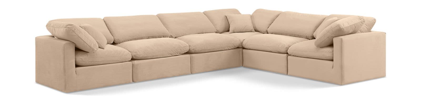 Sloane 140" Velvet Upholstered Sectional, 6-Piece