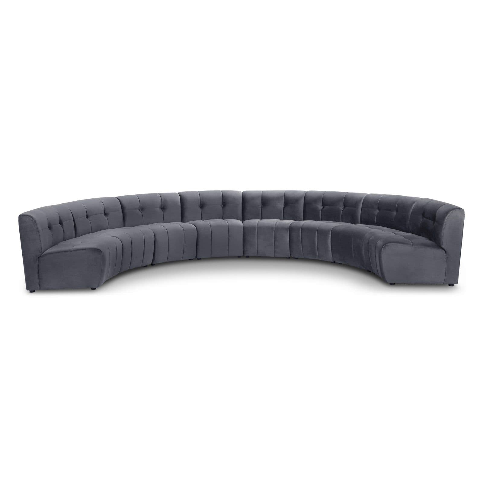 Kira 174.5" Grey Velvet Upholstered Sectional, 8-Piece